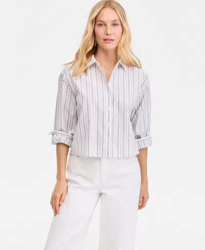 Inc International Concepts Women's Crystal Embellished Button Down Shirt, Macy's Exclusive In White