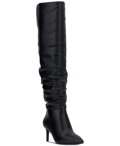 Inc International Concepts Women's Damoni Mid-heel Over-the-knee Boots, Created For Macy's In Black Smooth