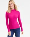 Inc International Concepts Women's Detail Ribbed Mock Neck Sweater, Created For Macy's In Pink