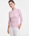 Inc International Concepts Women's Detail Ribbed Mock Neck Sweater, Created For Macy's In Pink
