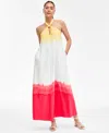 Inc International Concepts Petite Tie-dyed Linen-blend Maxi Dress, Exclusively At Macy's In Multi