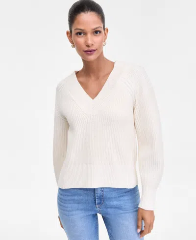 Inc International Concepts Women's Directional Ribbed Sweater, Macy's Exclusive In White