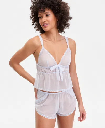 Inc International Concepts I.n.c International Concepts Women's Dot Mesh Tank And Shorts Set, Macy's Exclusive In Blue