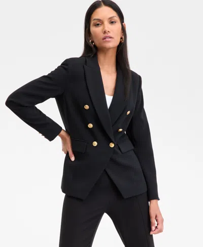 Inc International Concepts Women's Double-breasted Blazer, Exclusively At Macy's In Deep Black