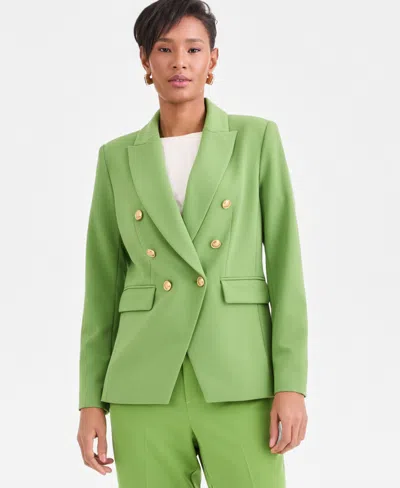 Inc International Concepts Women's Double-breasted Blazer, Exclusively At Macy's In Green