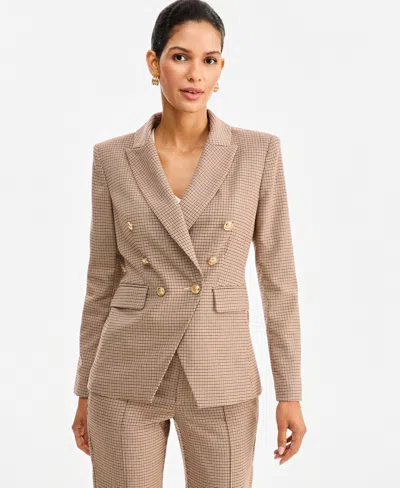 Inc International Concepts Women's Double-breasted Houndstooth Blazer, Macy's Exclusive In Micro Houndstooth