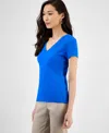 Inc International Concepts Women's Drapy Ribbed V-neck Top, Exclusively At Macy's