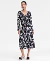 Inc International Concepts Women's Drawstring-front V-neck Midi Dress, Macy's Exclusive In Multi