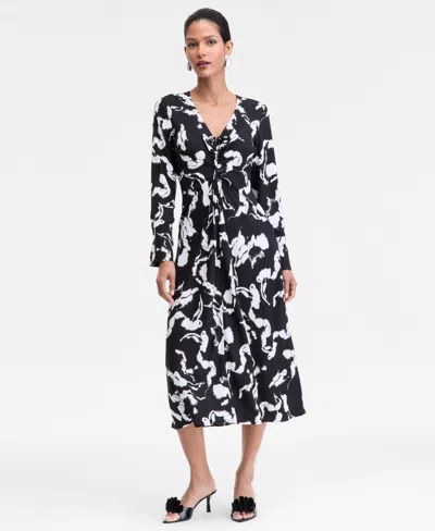 Inc International Concepts Women's Drawstring-front V-neck Midi Dress, Macy's Exclusive In Multi