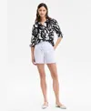 Inc International Concepts Women's Printed Long-sleeve Button-down Shirt, Exclusively At Macy's In Black