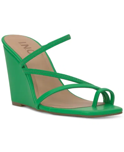 Inc International Concepts Women's Eiana Toe-ring Wedge Sandals, Created For Macy's In Green Smooth