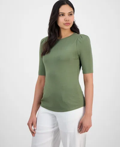 Inc International Concepts Women's Elbow Puff-sleeve Top, Exclusively At Macy's In Olivine