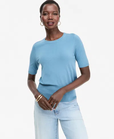 Inc International Concepts Women's Elbow-sleeve Crewneck Sweater, Macy's Exclusive In Blue