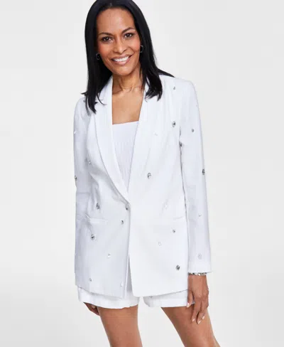 Inc International Concepts Women's Embellished Blazer, Created For Macy's In Washed White