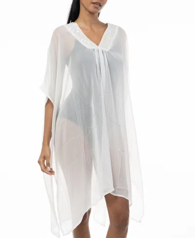 Inc International Concepts Women's Embellished Caftan Cover-up, Created For Macy's In White