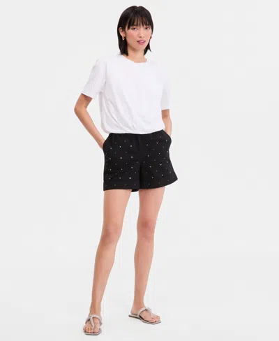 Inc International Concepts Women's Embellished Cuffed Shorts, Exclusively At Macy's In Black