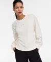 Inc International Concepts Women's Embellished French Terry Sweatshirt, Macy's Exclusive In Neutral