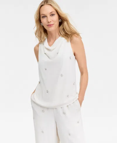 Inc International Concepts Women's Embellished Halter Top, Macy's Exclusive In White