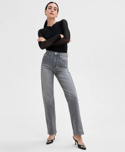 Inc International Concepts Women's Embellished High Rise Jeans, Exclusively At Macy's In Grey