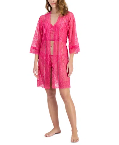 Inc International Concepts Women's Embellished Lace Robe, Created For Macy's In Pink