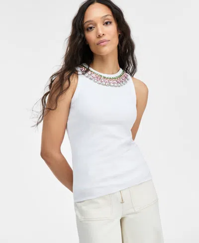Inc International Concepts Women's Embellished Necklace Tank Top, Exclusively At Macy's