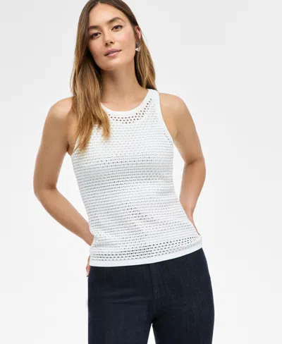 Inc International Concepts Women's Embellished Open-knit Tank, Exclusively At Macy's In Washed Whi