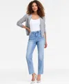 Inc International Concepts Women's Embellished Straight-leg Jeans, Macy's Exclusive In Blue