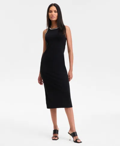 Inc International Concepts Women's Embellished Sweater Dress, Exclusively At Macy's In Deep Black