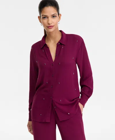 Inc International Concepts Women's Embellished Top In Purple