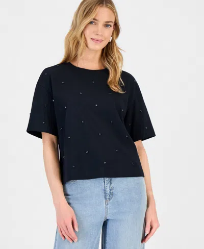 Inc International Concepts Women's Embellished T-shirt, Macy's Exclusive In Blue