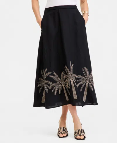 Inc International Concepts Women's Embroidered Midi Skirt, Macy's Exclusive In Black