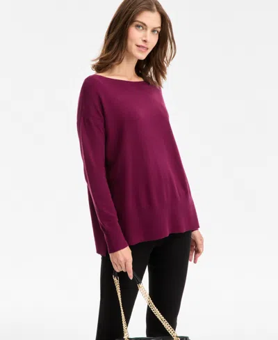 Inc International Concepts Women's Everyday Sweater Tunic, Macy's Exclusive In Burgundy