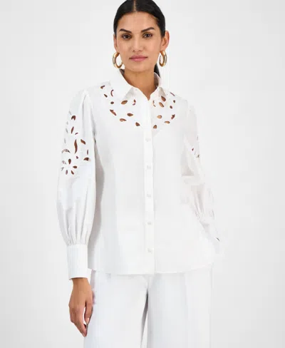 Inc International Concepts Women's Eyelet Cotton Blouse, Exclusively At Macy's
