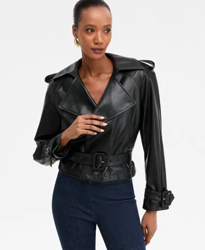 Inc International Concepts Women's Faux-leather Biker Jacket, Macy's Exclusive In Black