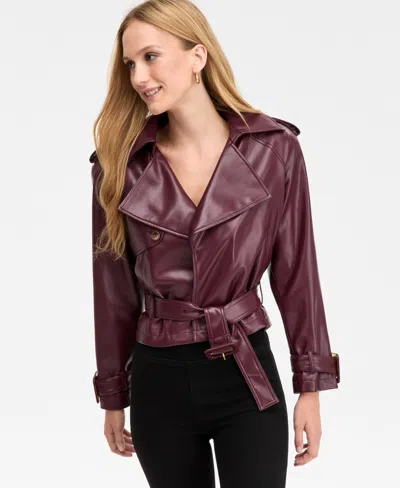 Inc International Concepts Women's Faux-leather Biker Jacket, Macy's Exclusive In Brown