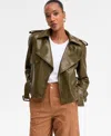 Inc International Concepts Women's Faux-leather Biker Jacket, Macy's Exclusive In Green