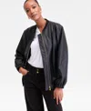 Inc International Concepts Women's Faux-leather Bomber Jacket, Macy's Exclusive In Black