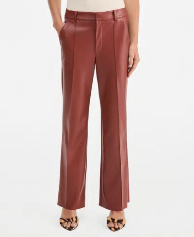 Inc International Concepts Women's Faux Leather High-rise Bootcut Pants, Macy's Exclusive In Brown