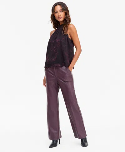 Inc International Concepts Women's Faux Leather High-rise Bootcut Pants, Macy's Exclusive In Purple