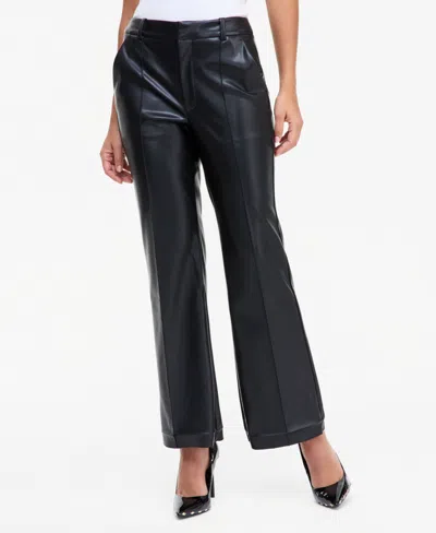 Inc International Concepts Women's Faux Leather High-rise Bootcut Pants, Macy's Exclusive In Black
