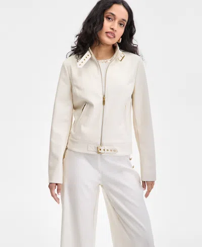 Inc International Concepts Women's Faux-leather Moto Jacket, Exclusively At Macy's In Vintage Cr