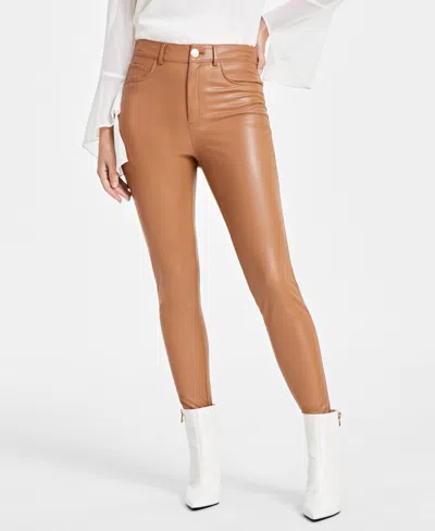 Inc International Concepts Women's Faux-leather Skinny Pants, Created For Macy's In Brown Saira