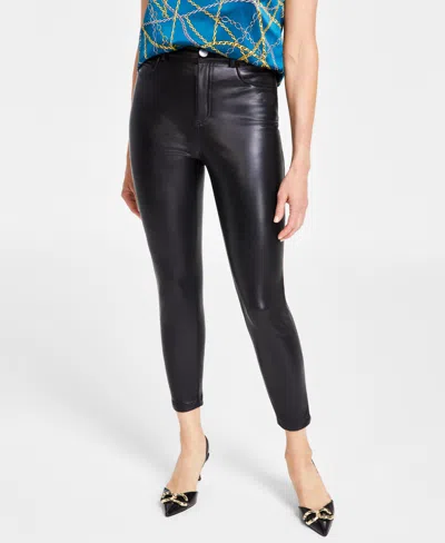 Inc International Concepts Women's Faux-leather Skinny Pants, Created For Macy's In Deep Black
