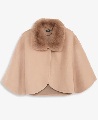 Inc International Concepts Women's Faux-fur-collar Cropped Cape, Macy's Exclusive In Mocha