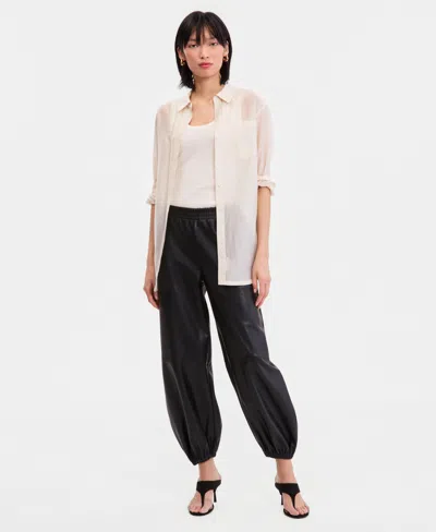 Inc International Concepts Women's Faux-leather Balloon Pants, Macy's Exclusive In Black