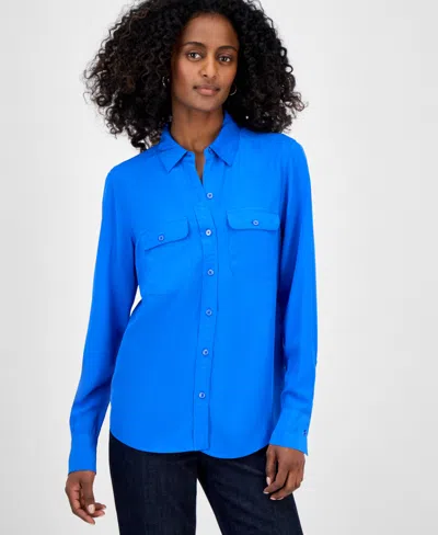 Inc International Concepts Women's Flap-pocket Shirt, Exclusively At Macy's