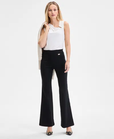Inc International Concepts Women's Flared-leg Pull-on Pants, Exclusively At Macy's In Deep Black