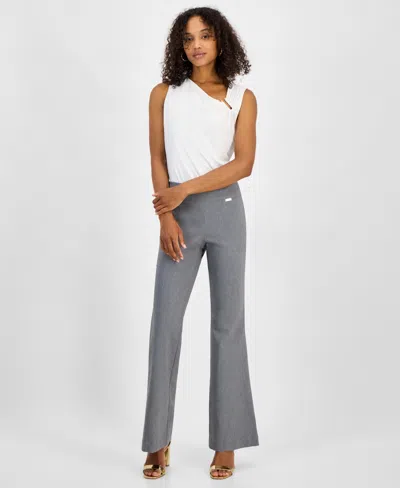 Inc International Concepts Women's Flared-leg Pull-on Pants, Exclusively At Macy's In Mid Hthr G