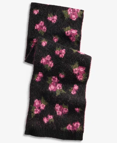 Inc International Concepts Women's Floral Knit Muffler, Macy's Exclusive In Black