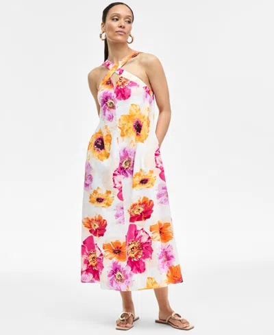 Inc International Concepts Women's Floral-print Linen-blend Maxi Dress, Exclusively At Macy's In Deima Blooms